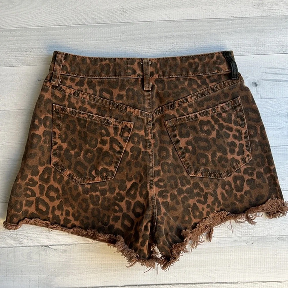 Alexander Wang X Denim Leopard Print Bite High Waist Cut Off Shorts 25 - Picture 9 of 12